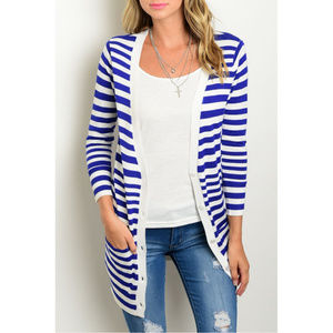 🆕 Royal and White Stripes Cardigan